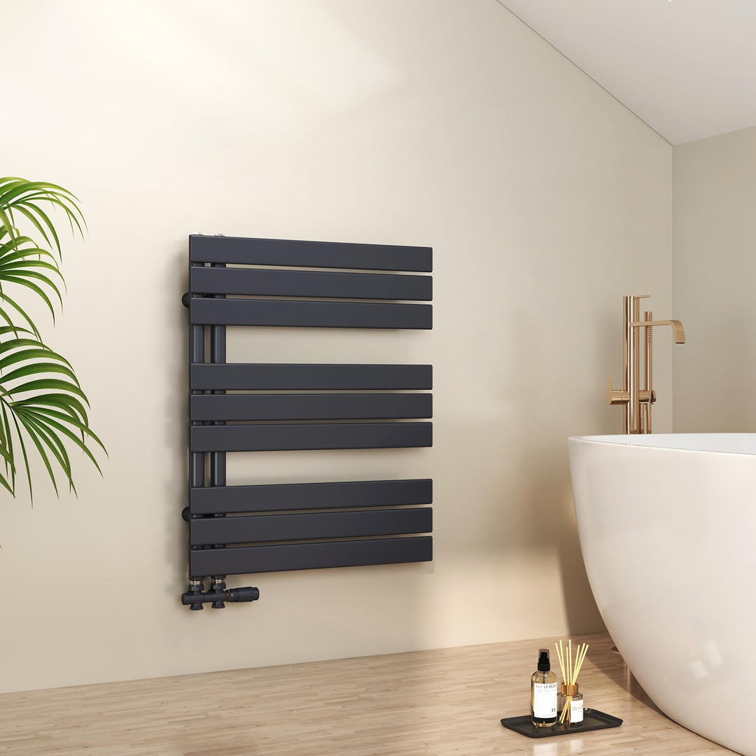 EMKE Badheizkörper Flach 762x600 mm, Handtuchheizkörper mit Seitenanschluss, Effizienter Handtuchwär