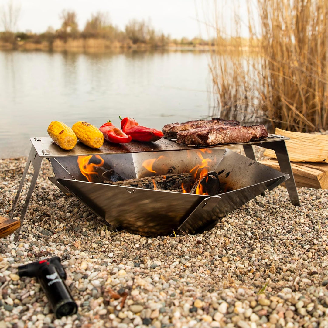 FENNEK 4 FIRE | steckbares Zubehör für Feuerschale FENNEK Hexagon | Grillplatte, Plancha, Grillrost