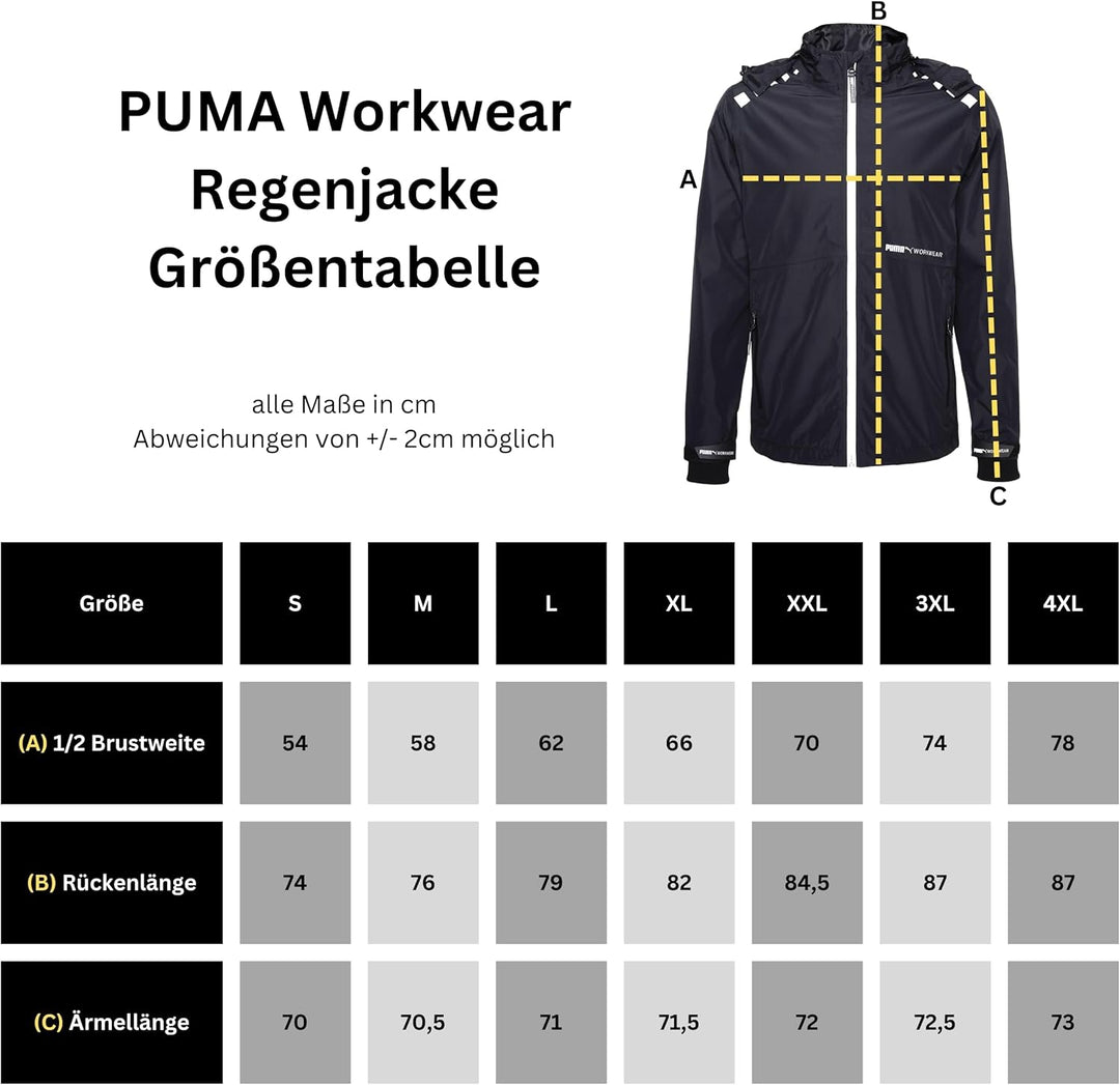 PUMA Workwear Essentials - Premium Regenjacke für Damen und Herren, robuste Allwetterjacke für den O