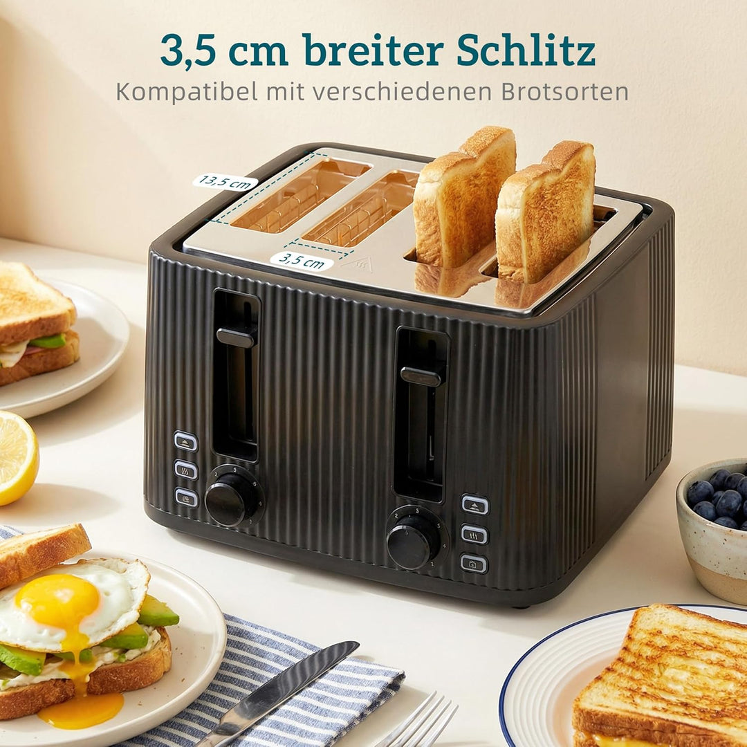 HOMCOM Wasserkocher Toaster Eierkocher Set 1,7L 2200W Edelstahl Schnell Wasserkocher mit Kalkfilter