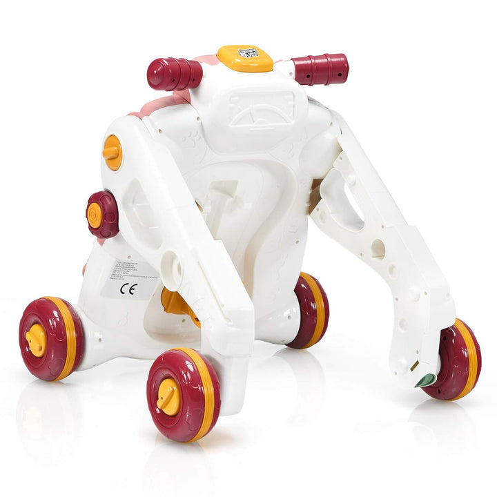 COSTWAY 3 in 1 Lauflernwagen mit Lichtern und Musik, Lauflernhilfe & Rutschauto & Spielbrett, Baby W