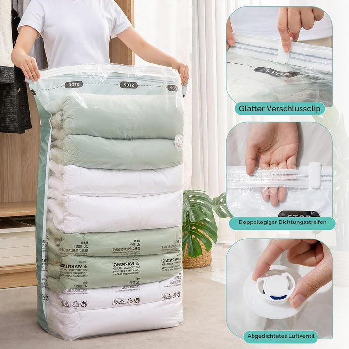 4 Pack Würfel Vakuumbeutel für Kleidung, Jumbo (80x100x38 cm), Wiederverwendbar Cube Vakuumbeutel fü