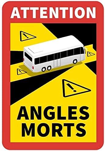 6 Stück Attention Angles Morts Magnetschilder 25 x 17 cm Magnet für BUs und Wohnwagen Warntafel Hinw