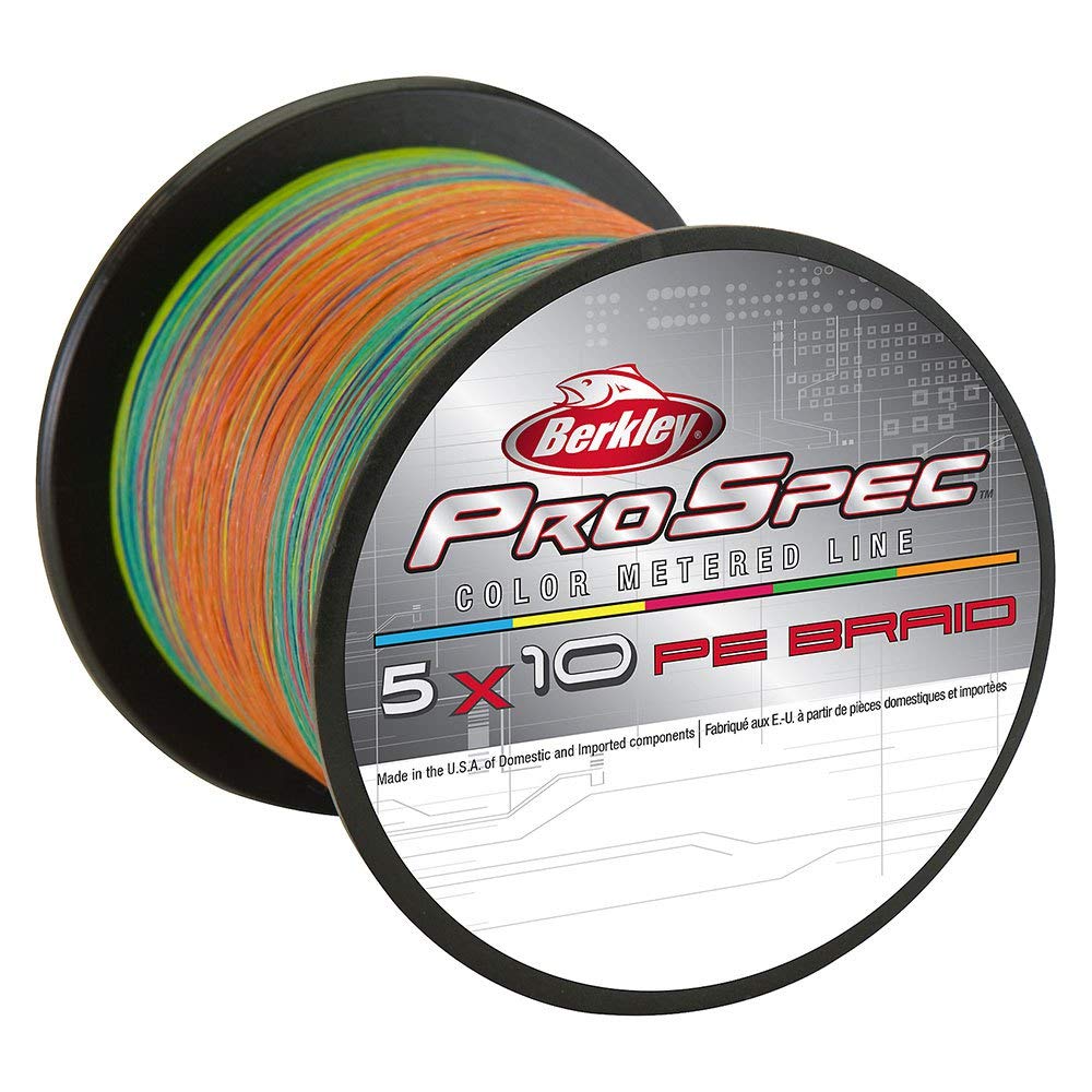 Berkley Pro Spec mehrfarbige geflochtene Angelschnur – 100 % Dyneema-Geflecht mit 5 abwechselnden Fa