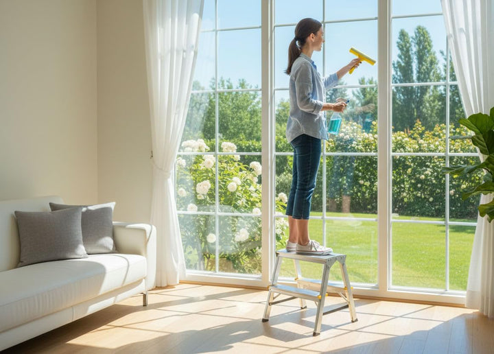 Zweiseitige Aluleiter Klappleiter Haushaltsleiter 2x2 Stehleiter Tragkraft 150kg TÜV | 2 Stufen / 15