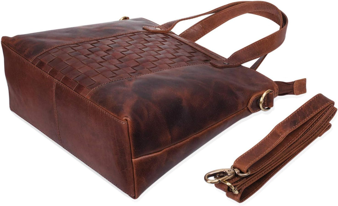 STILORD 'Mara' Elegante Handtasche geflochtenes Leder mit abnehmbaren Schulterriemen Abendtasche Aus