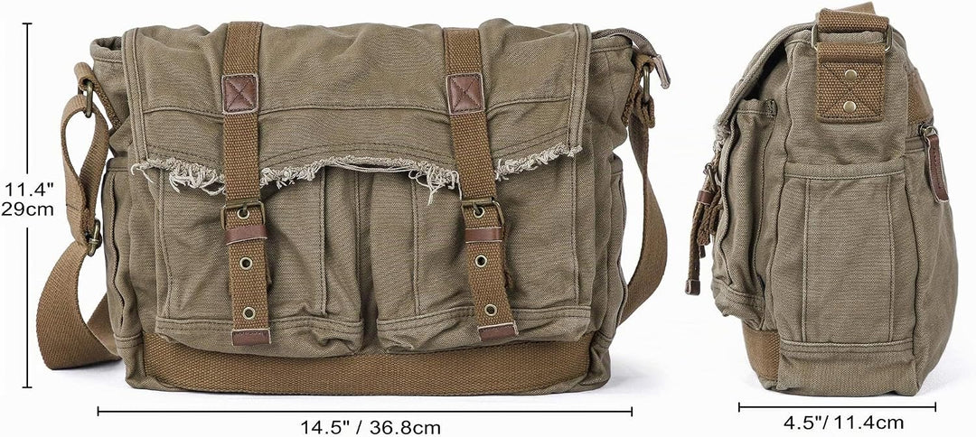 Gootium Canvas Messenger Bag - Vintage Umhängetasche Fransen Stil Satchel, armee-grün (Grün) - 80808
