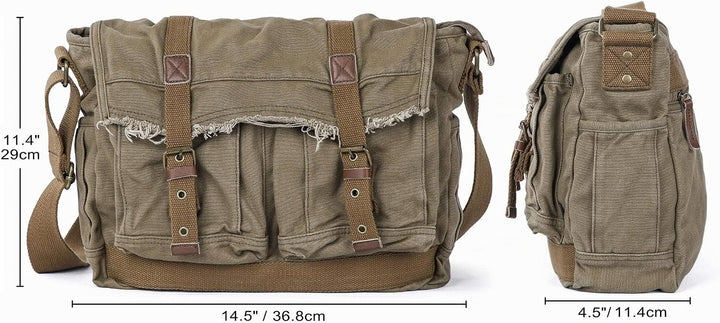 Gootium Canvas Messenger Bag - Vintage Umhängetasche Fransen Stil Satchel, armee-grün (Grün) - 80808