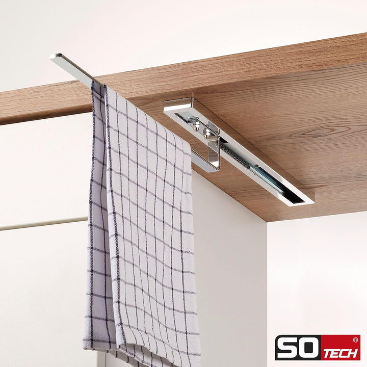 2 Stück SO-TECH® Handtuchauszug Elegance Chrom 1-armig 415 mm eingeschoben, 715 mm ausgezogen Handtu
