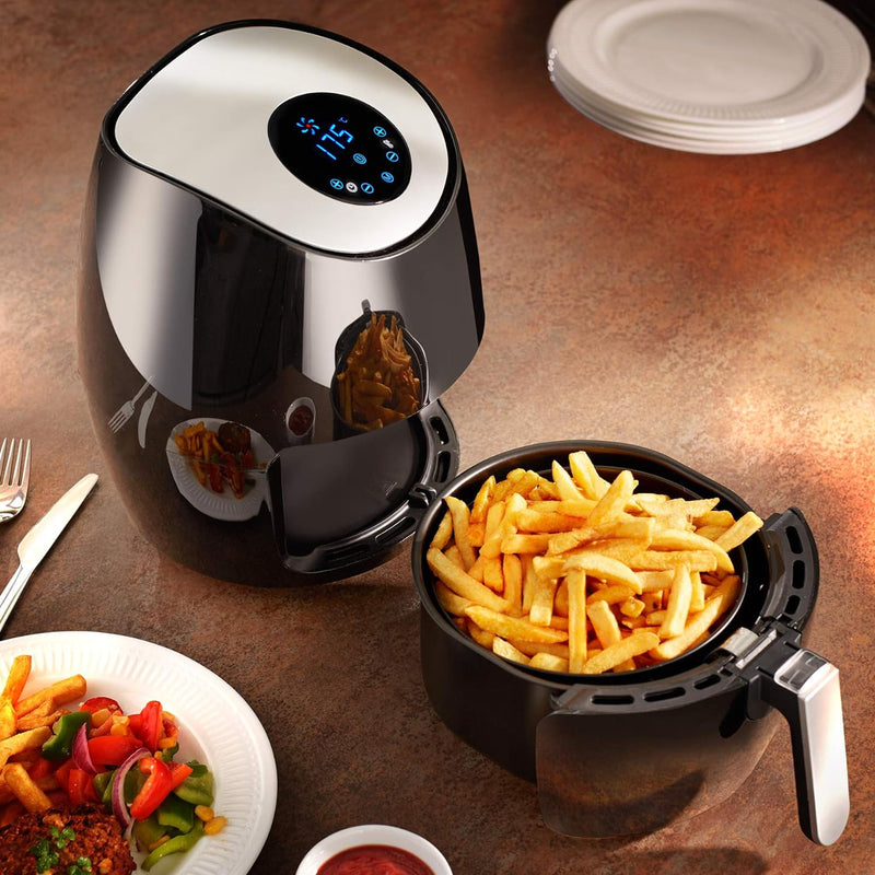 tectake® Heissluftfritteuse, Airfryer, 3,6 l Fassungsvermögen, Touchscreen-Display, 7 Programme, Air