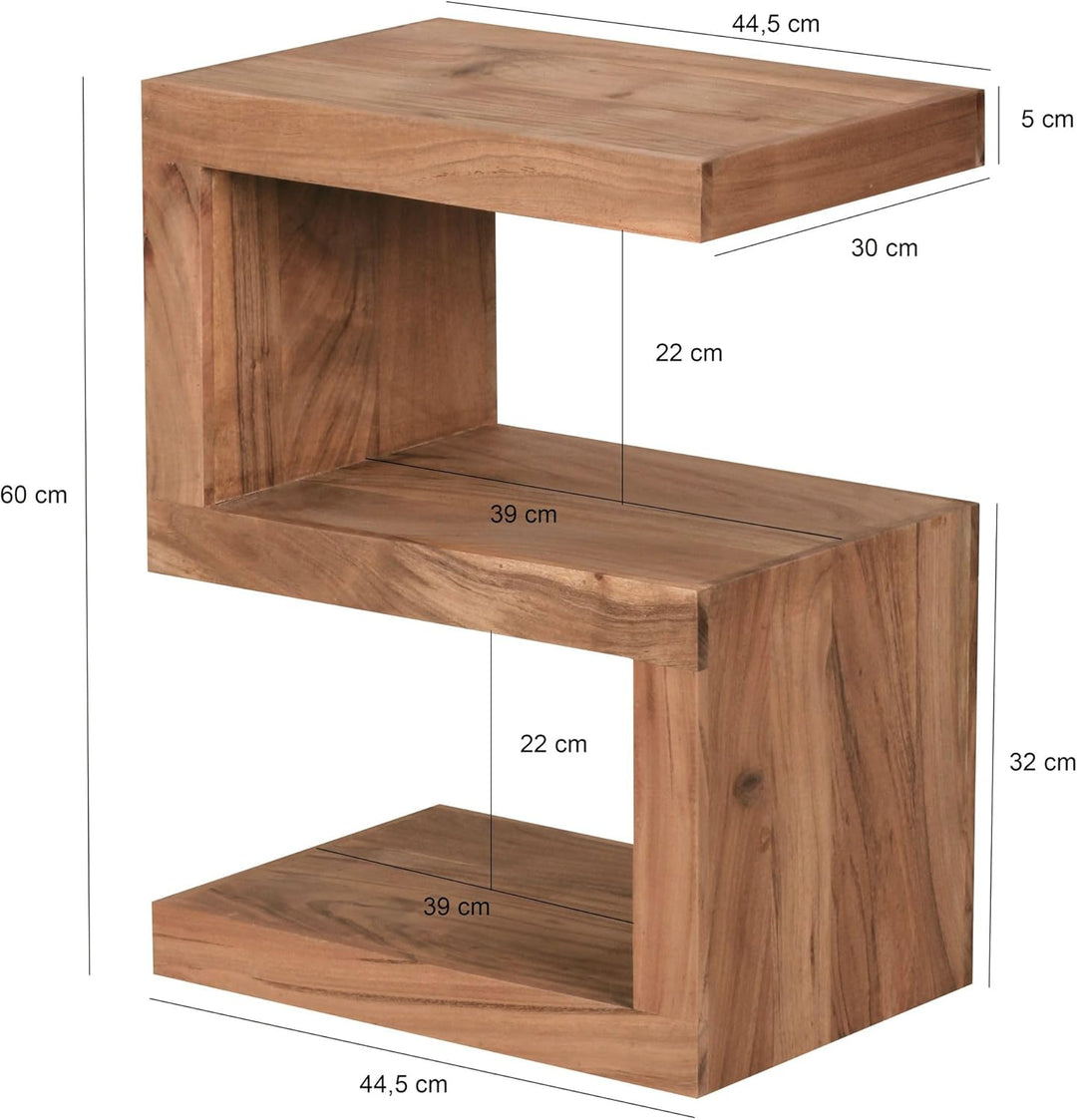 FineBuy Beistelltisch Massivholz S Cube 60cm hoch Wohnzimmer-Tisch Design Landhaus-Stil Couchtisch F