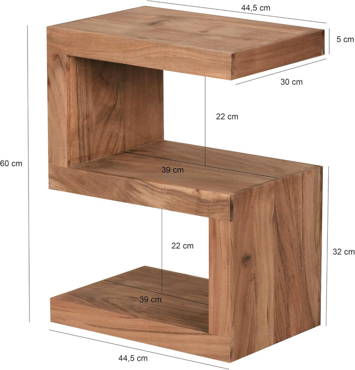 FineBuy Beistelltisch Massivholz S Cube 60cm hoch Wohnzimmer-Tisch Design Landhaus-Stil Couchtisch F