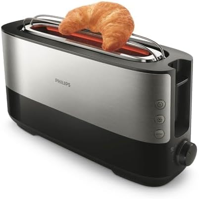 Philips Langschlitztoaster, Edelstahl, Schwarz
