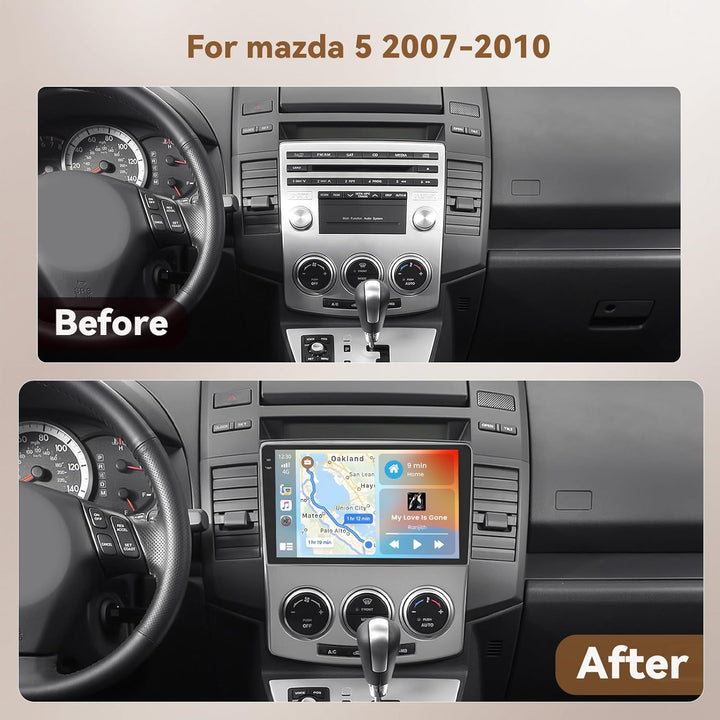 Hikity Android 15 4+128G Autoradio für Mazda 5 2007-2010 mit 9 Zoll Incell Touchscreen, Autoradio 2D