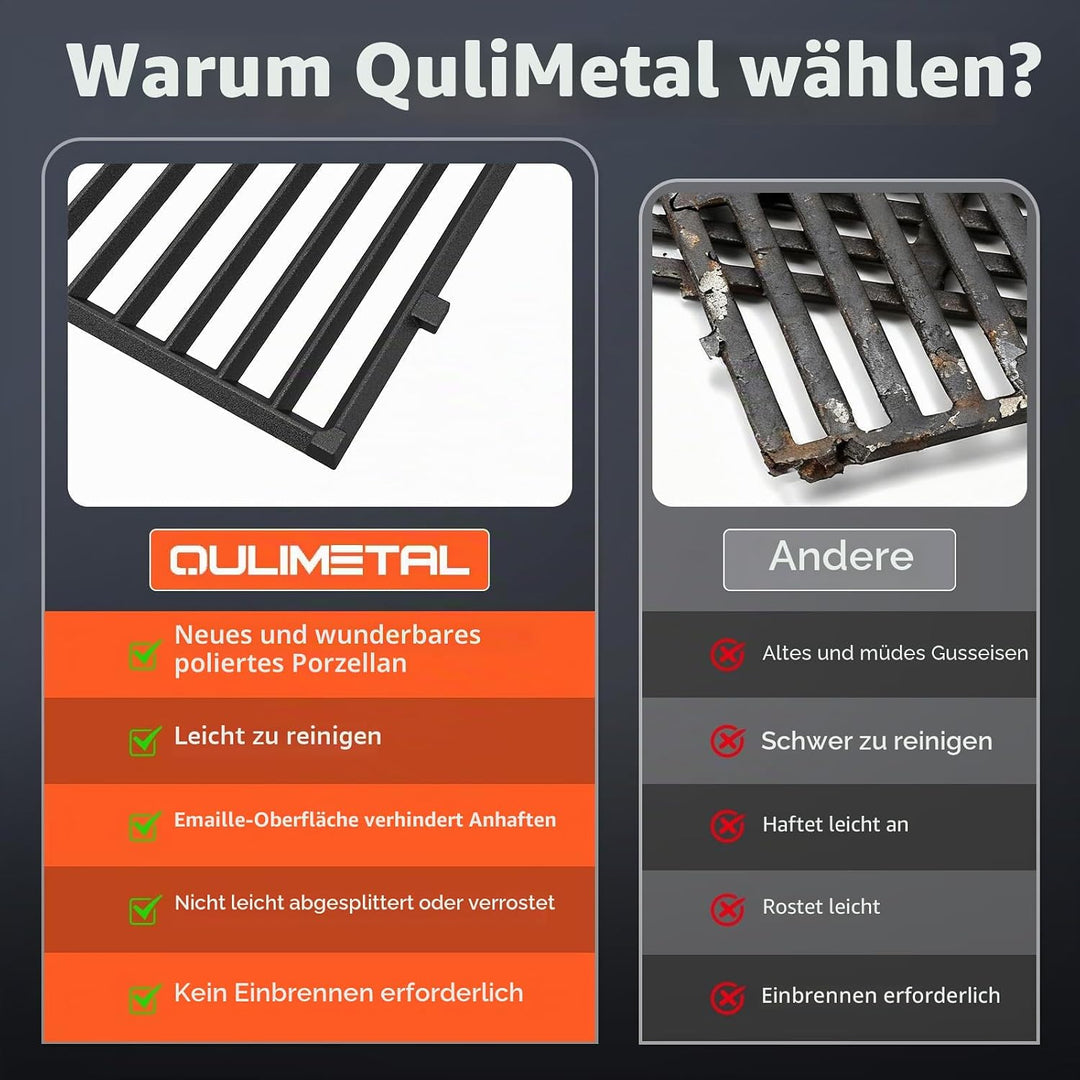 QuliMetal 49,5 x 33cm 7528 Grillrost Gusseisen für Weber Genesis E-310/320/330, S-310/320/330 (2007-