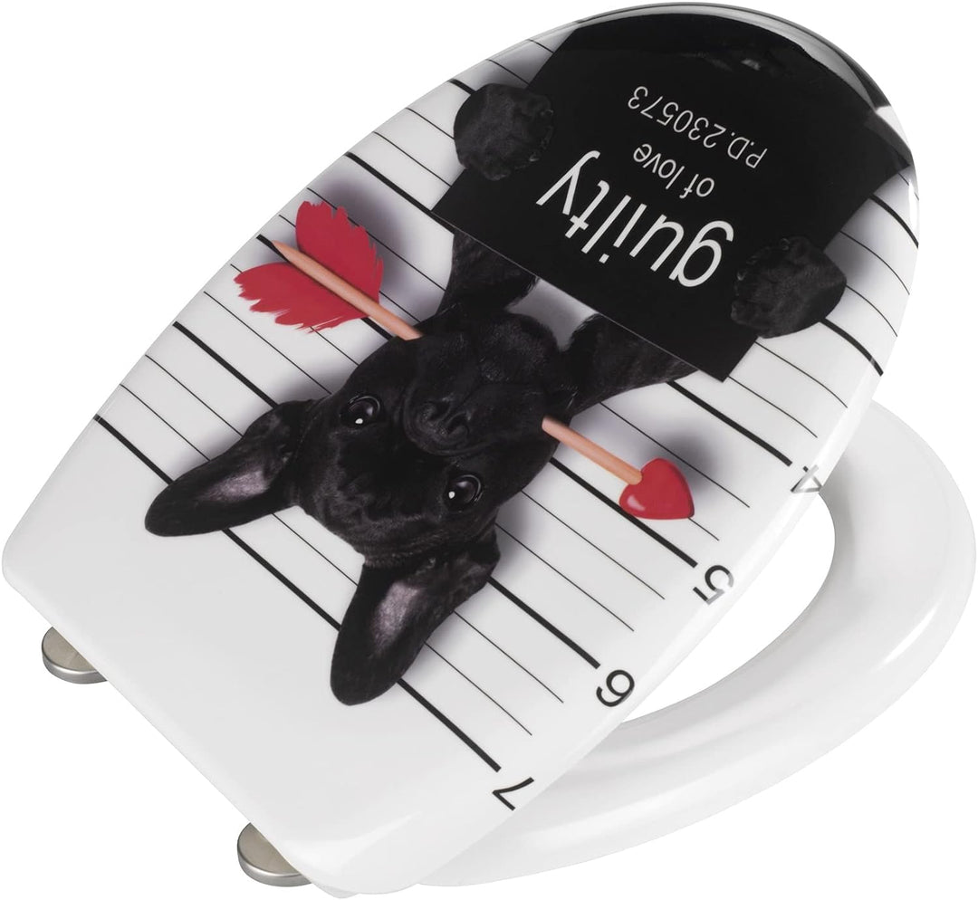 WENKO WC-Sitz Guilty Dog, Toilettensitz mit Absenkautomatik, Fix-Clip Hygiene-Befestigung, WC-Deckel