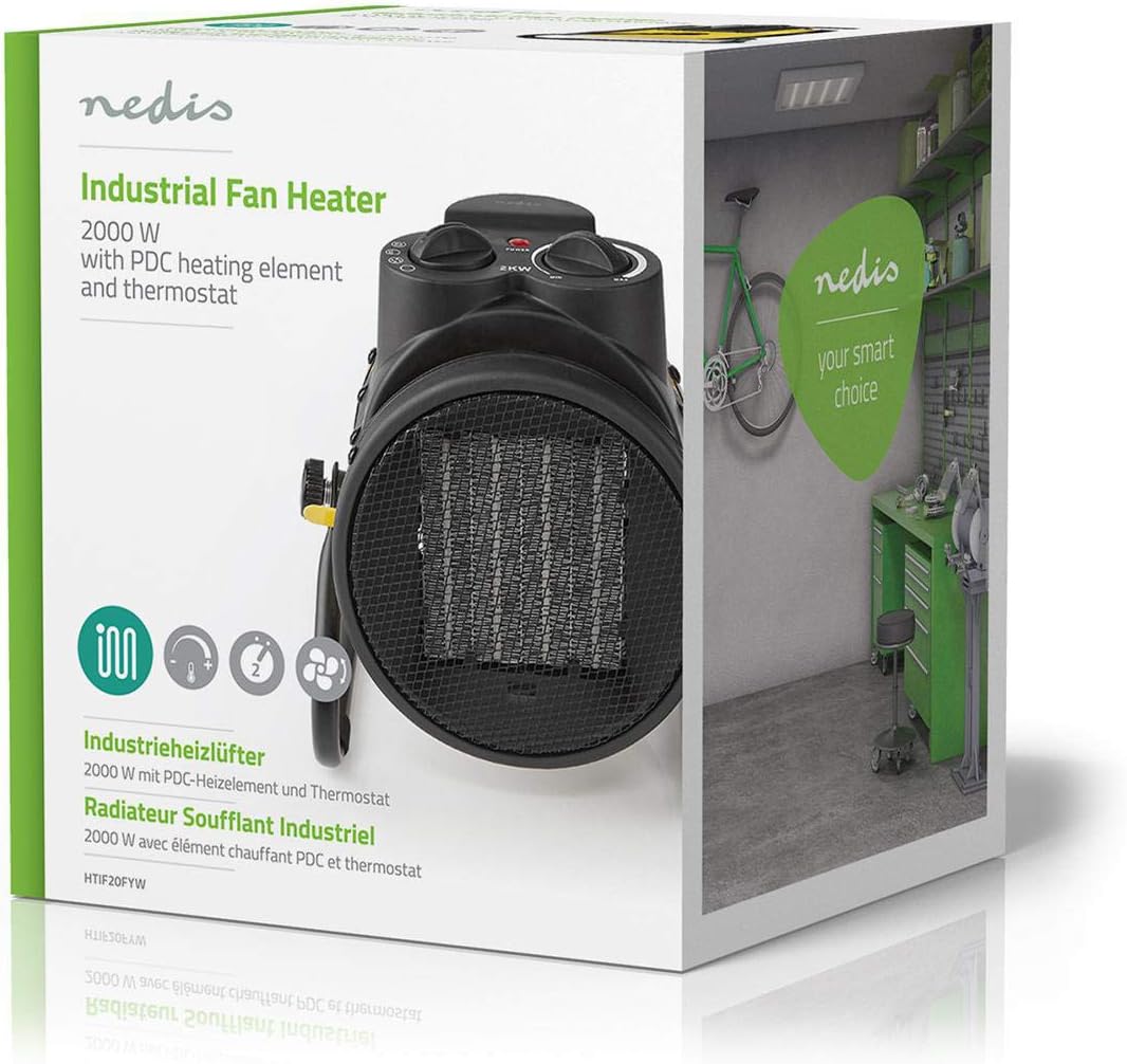 Nedis - Keramik-Industriedesign-Heizlüfter - Thermostat - PDC-Heizelement - 3 Stufen - Lüfterfunktio