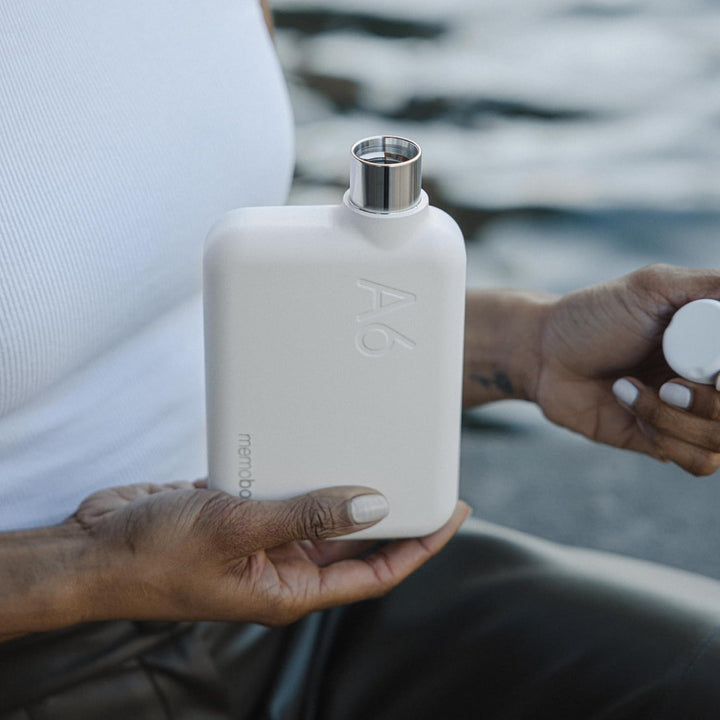 memobottle - EDELSTAHL (WEISS) | Robust, Auslaufsicher, Premium Trinkflasche | BPA-frei | Ideal für