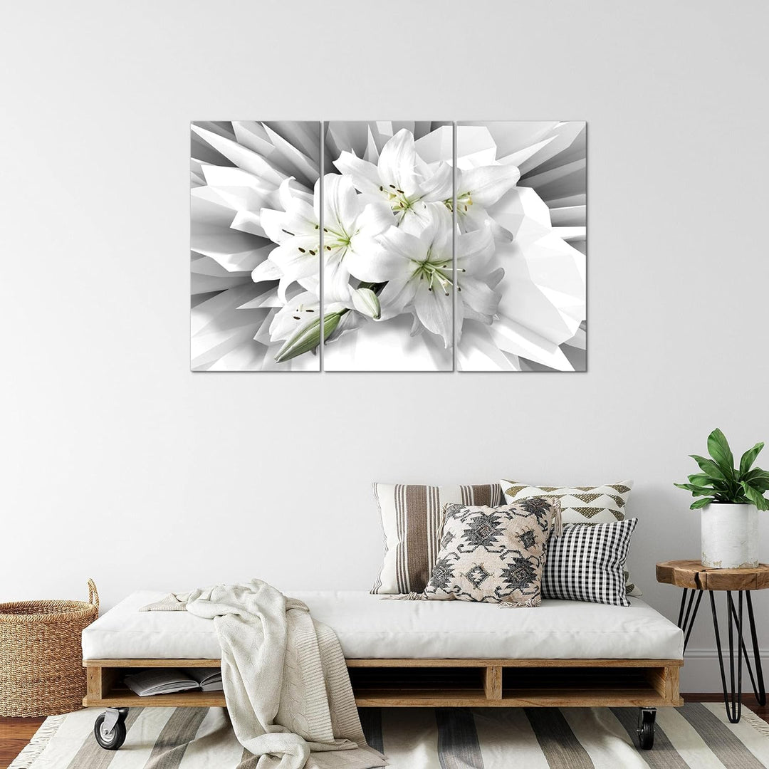 Runa Art Wandbilder Blumen Lilien Bild XXL Wohnzimmer Schlafzimmer Grau Grün Abstrakt 120 x 80 cm 3