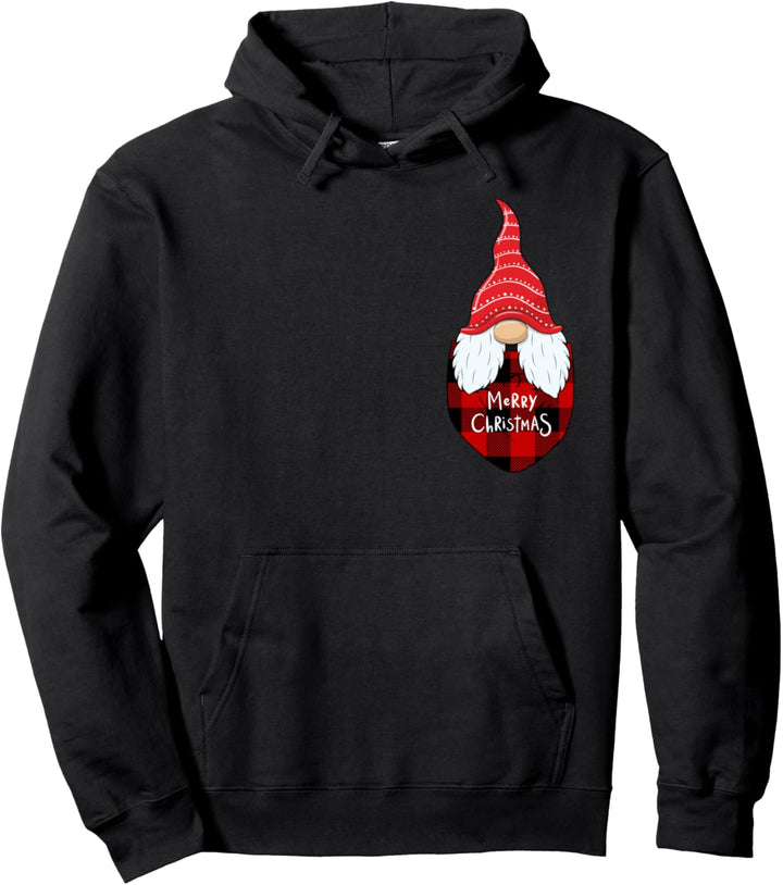Nette Weihnachtszwerg niedliche karierte Tasche für Pullover Hoodie