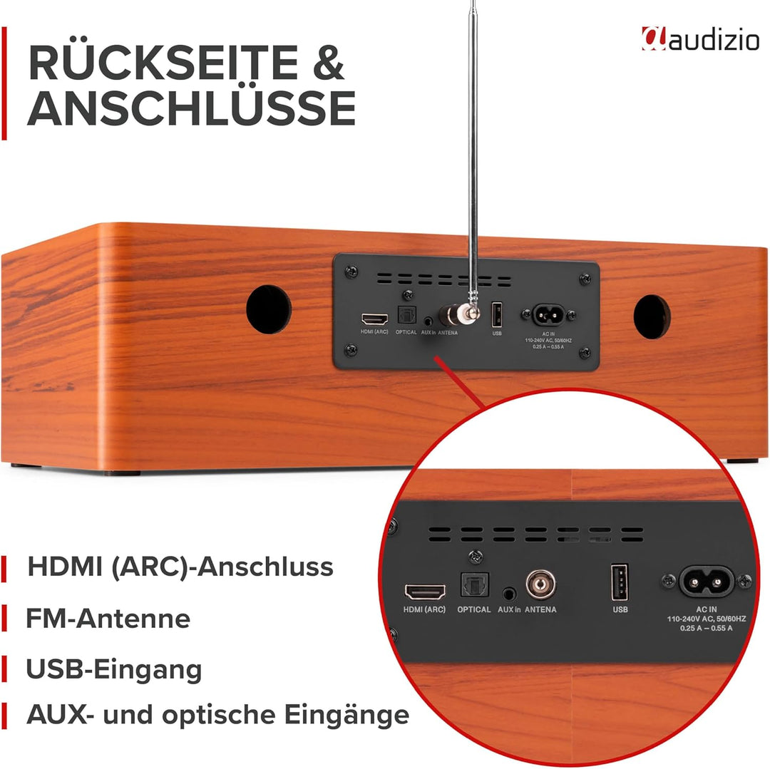 Audizio Lunata - DAB Radio mit CD Player, 100W Stereoanlage mit CD & Bluetooth 5.3 - Musikanlage mit