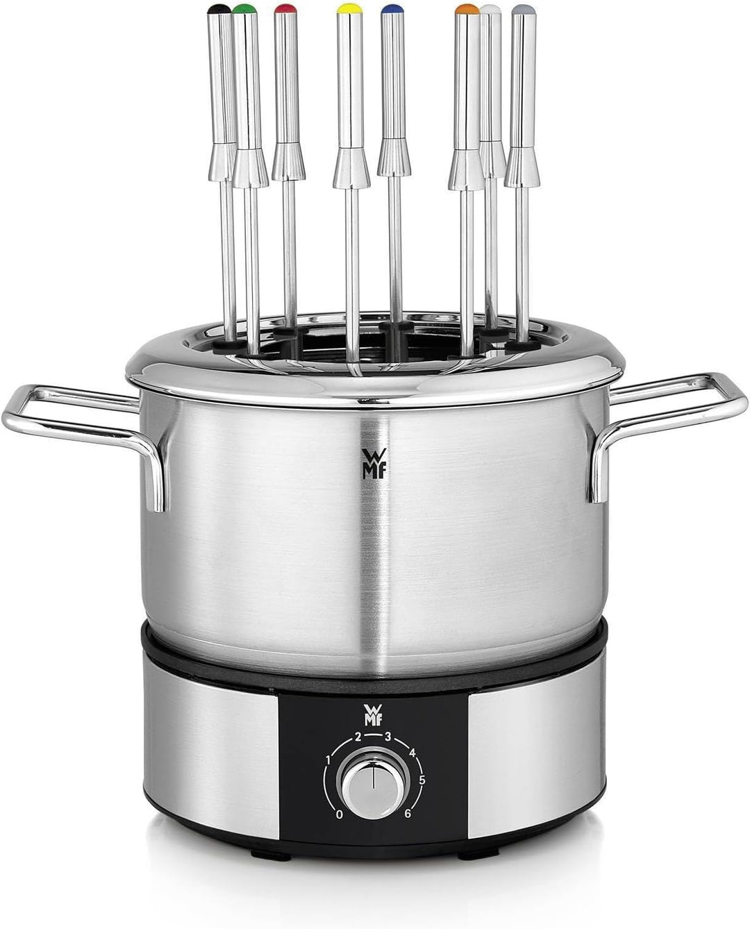 WMF Set 2-teilig Raclette Grill mit Pfännchen und Schiebern, Raclette 4 Personen, 870 W, Edelstahl u