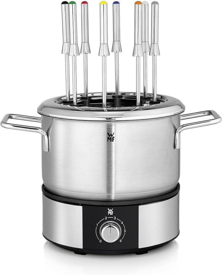 WMF Set 2-teilig Raclette Grill mit Pfännchen und Schiebern, Raclette 4 Personen, 870 W, Edelstahl u