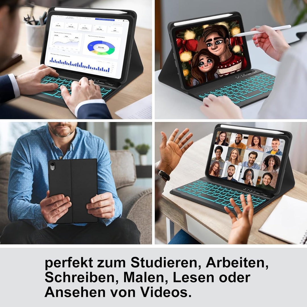 Hülle mit Tastatur für das iPad mini 6 & 7 Generation (2021/2024), Deutsch QWERTZ Keyboard, Magnetis