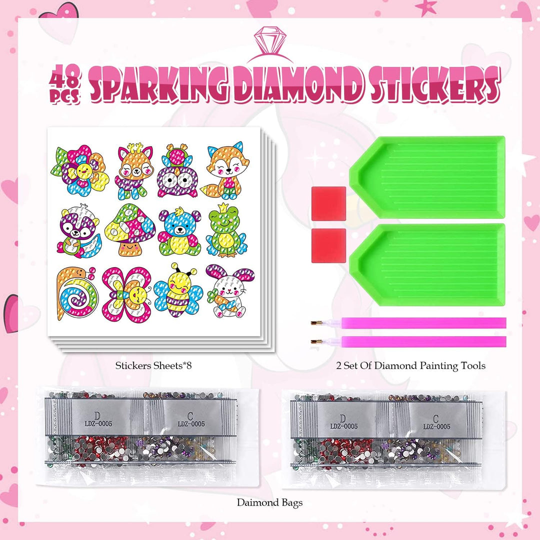 CAYUDEN Diamond Painting Aufkleber, 48pcs 5D Diamant Painting Bilder Kinder DIY Diamond Painting Kin