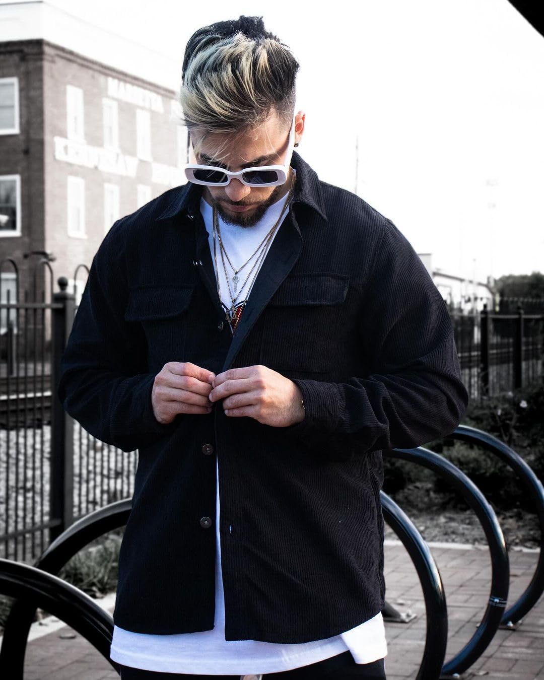 Elegancity Herren Hemd Cord Langarm Freizeithemd Männer Jacke Regular Fit Button Up Hemdjacke Mit Kl