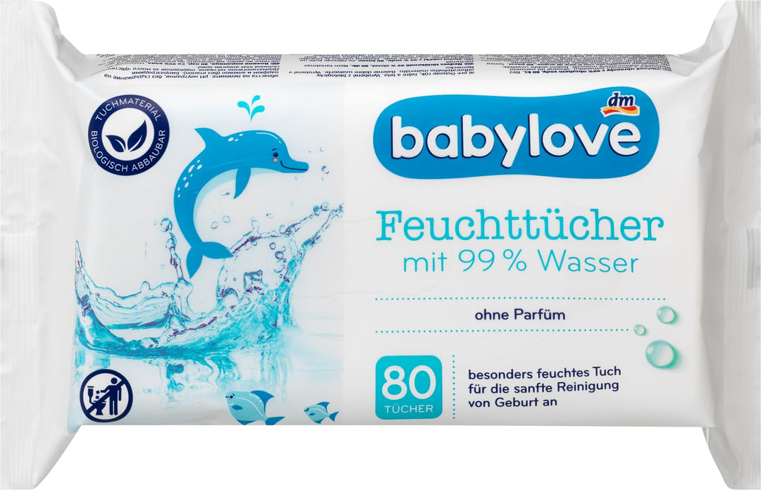 Babylove Feuchttücher und co (12x 80 Tücher, 99% Wasser Feuchttücher) 12x 80 Tücher 99% Wasser Feuch