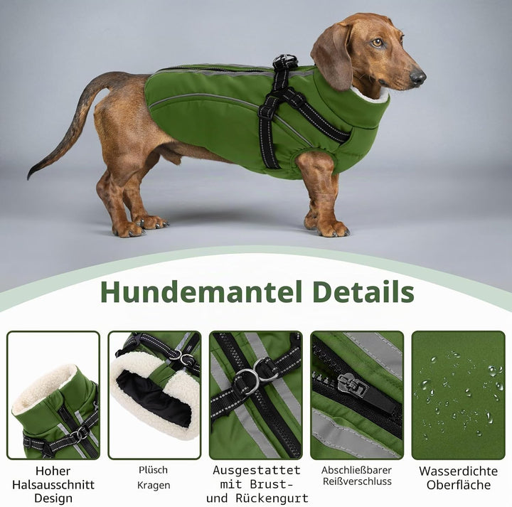 Hundemantel Hundejacke Warm Wintermantel mit Reissverschluss Winddichte &amp; Winddichte mit Reflektorst