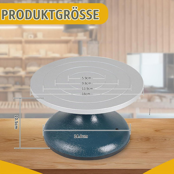 DBREAKS ⌀18cm Töpferscheibe Töpfern Manuell, Töpfer Drehscheibe mit Metallplatte aus Stahl, Töpfersc