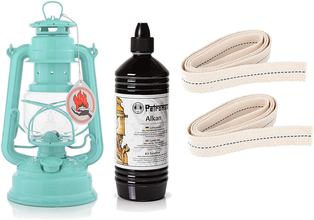 Feuerhand Starter-Set Sturmlaterne Baby Special 276 Set mit 1 Liter Alkan und 2 Ersatz-Dochten (Lich