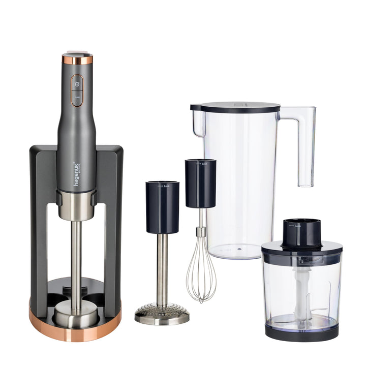 Stabmixer-Set | 800 Watt | Titan-Klinge | 7-teilig | Kartoffelstampfer | edelstahl Schneebesen | Cho