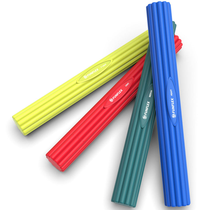 FUNFLEX Flexible Widerstand Stange Set, verschiedene Stärken - Tennisarm Bar, Griffkraft Training, H