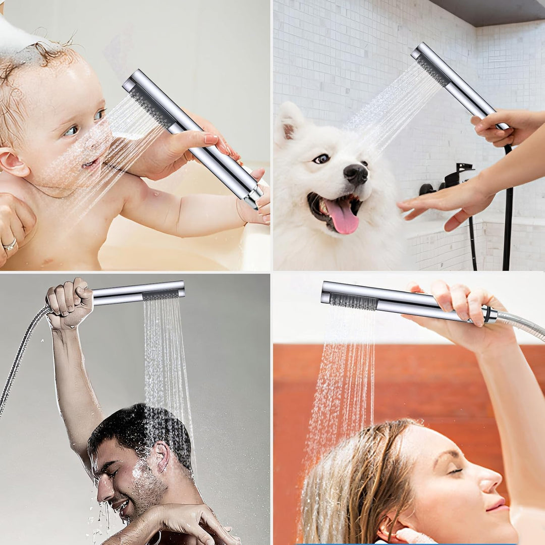 DETBOM Handbrause für Badezimmer, Duschköpfe Edelstahl, Shower Head Anti-Kalk, Wassersparend Spardus