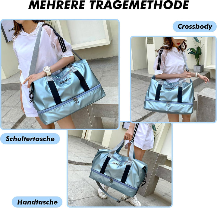 Sporttasche Damen Reisetasche mit Schuhfach (Blau), Blau