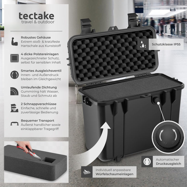 tectake® Universalkoffer, Fotokoffer, 41 x 22 x 34 cm, abschliessbare Box, Kunststoff Hardcase, stos