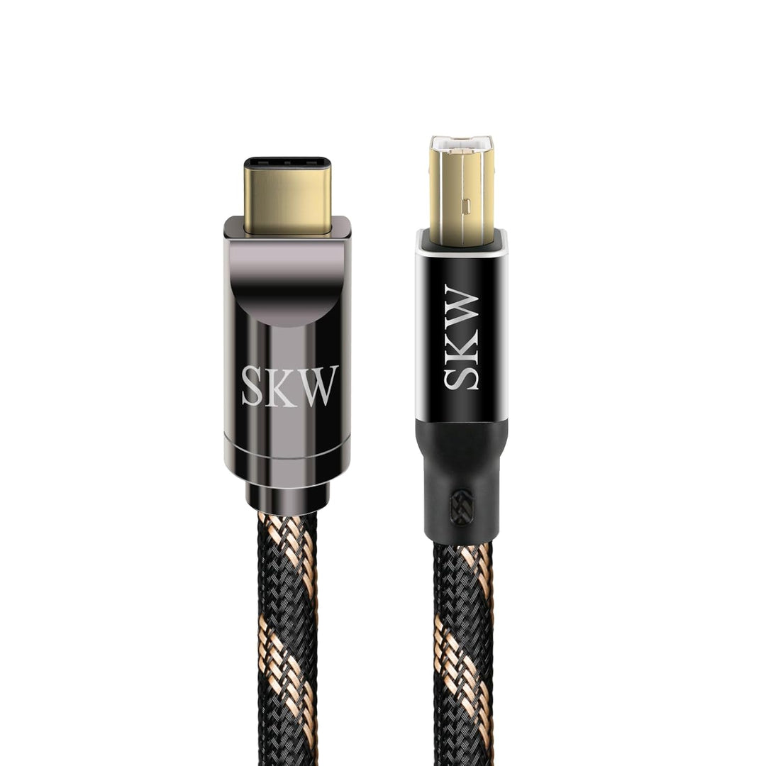 SKW USB Typ C auf USB B-Kabel 2M, Nylon Druckerkabel/Scannerkabel Kompatibel mit MacBook,Soundkarte,