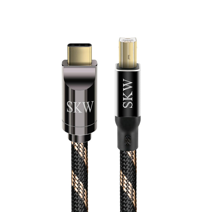 SKW USB Typ C auf USB B-Kabel 2M, Nylon Druckerkabel/Scannerkabel Kompatibel mit MacBook,Soundkarte,