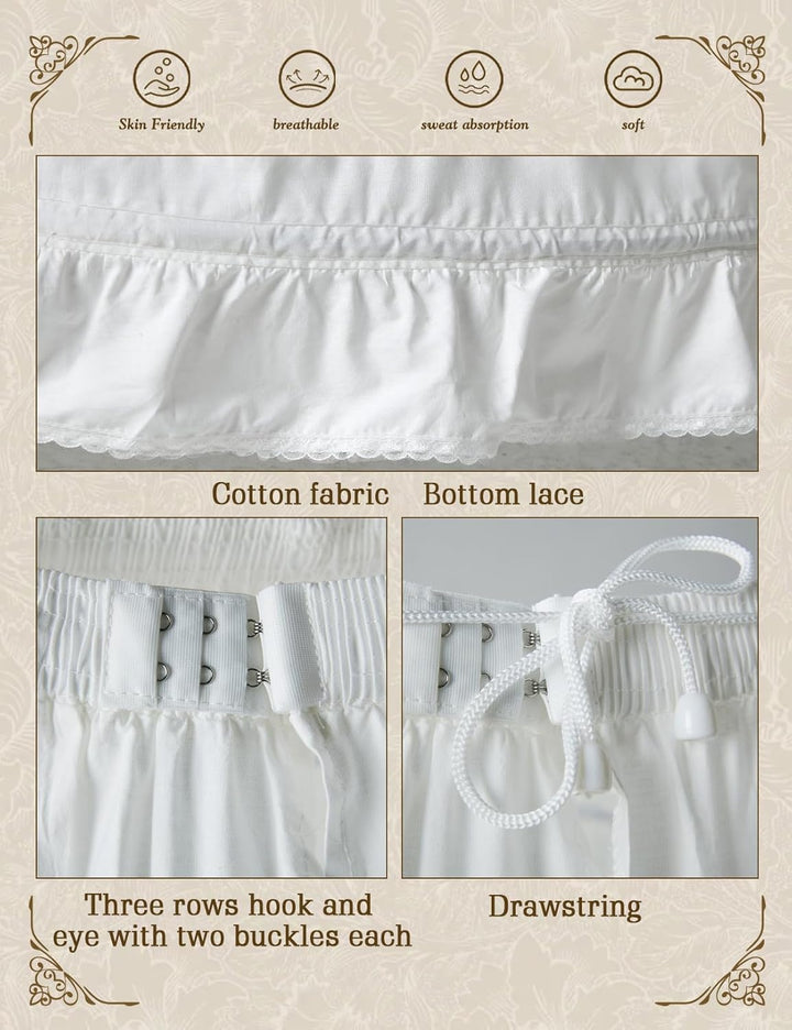 BEAUTELICATE Petticoat Reifrock 100% Baumwolle Unterröcke Lang Vintage Für Damen Brautkleid Hochzeit