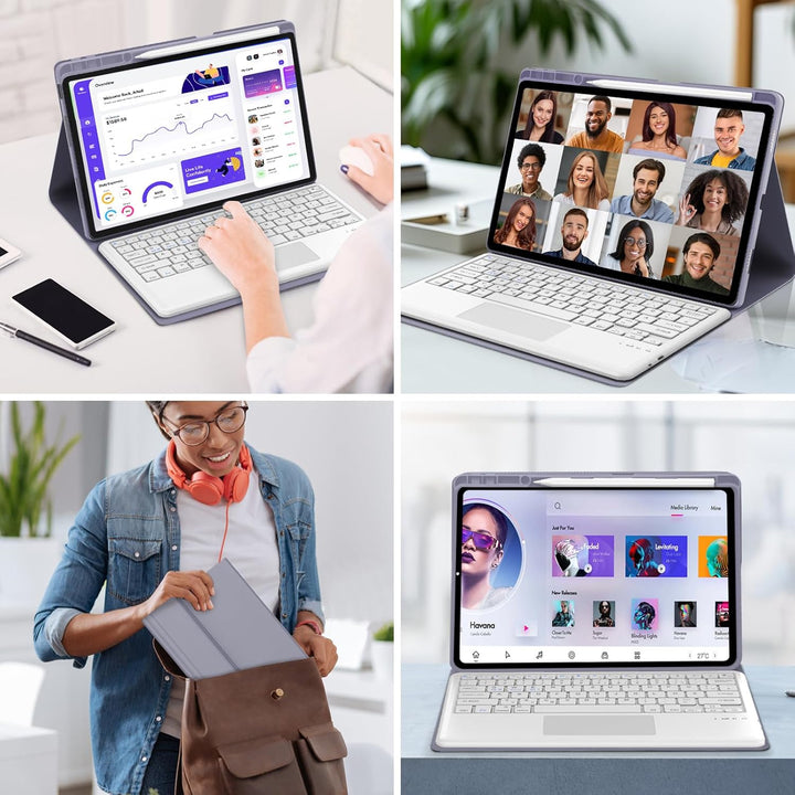 IVEOPPE Hülle mit Tastatur für Lenovo Idea Tab Pro 12,7" 2025 Con Touchpad, Bluetooth Abnehmbare Mag