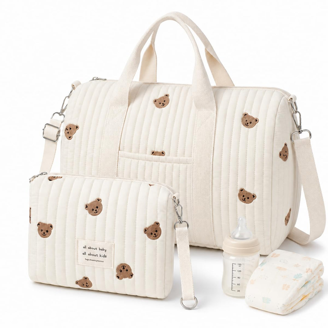 BADCRIS Baby Wickeltasche Grosse Kliniktasche 48×24×28cm Reisewindeltasche | Wickelrucksack Baumwoll