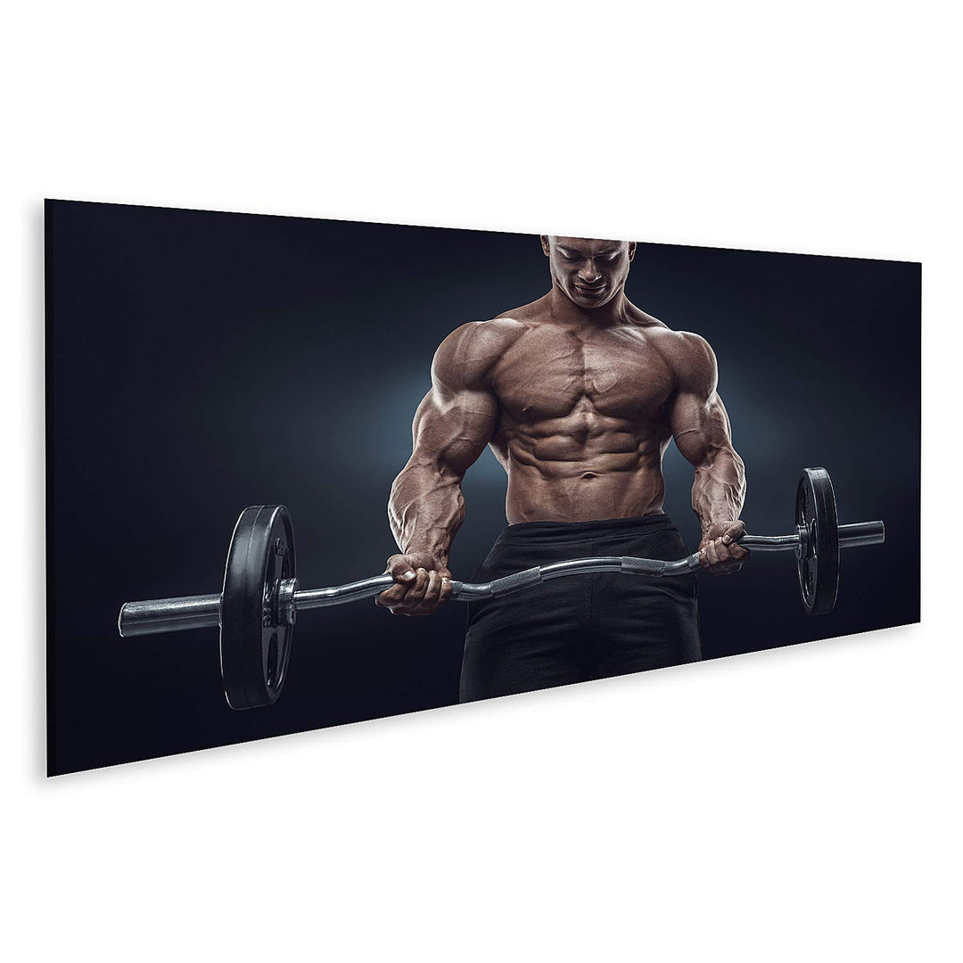 islandburner Bild auf Leinwand Closeup Portrait Muskulöser Mann Workout Bodybuilder Bilder Wandbilde