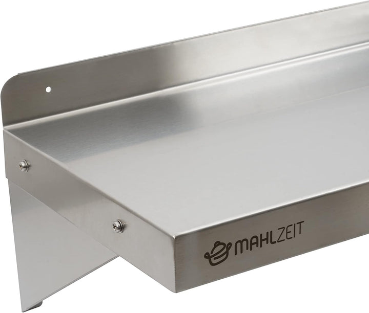 Mahlzeit Edelstahl Wandregal | Küchenregal Hängeregal Wandregal Wandbord Regal (60 x 35 cm - 2 Ablag