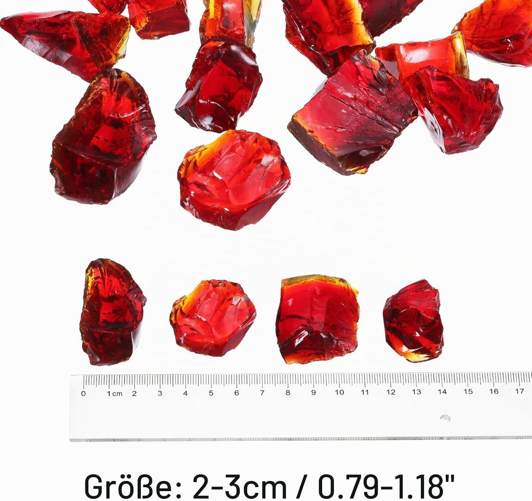 QUARKZMAN Feuer Glas für Feuerstelle 2-3cm(1/9") Hochglänzende Reflektierende Glas Steine für Natürl