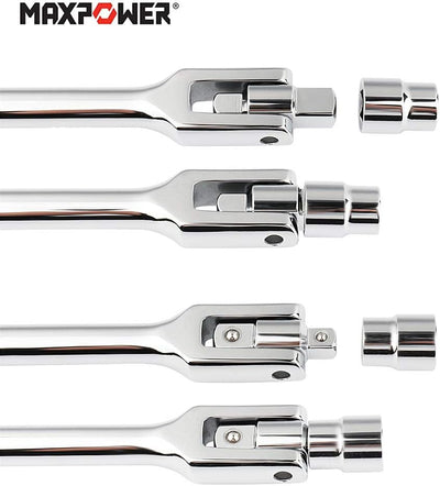 MAXPOWER 2 in 1 Gelenkgriff Drehgriff mit 1/2" und 3/8" Antriebskopf, 600mm/24 Schiebegriff mit Gele