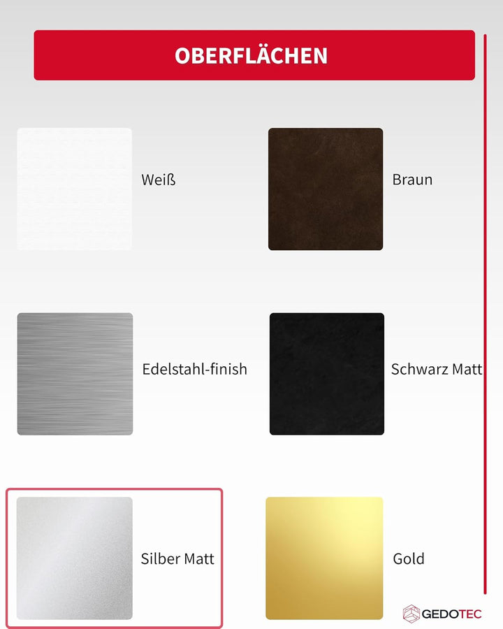 Gedotec Lüftungsgitter rechteckig aus Aluminium - 1 Stück Abluftgitter Silber Matt - Heizungsgitter