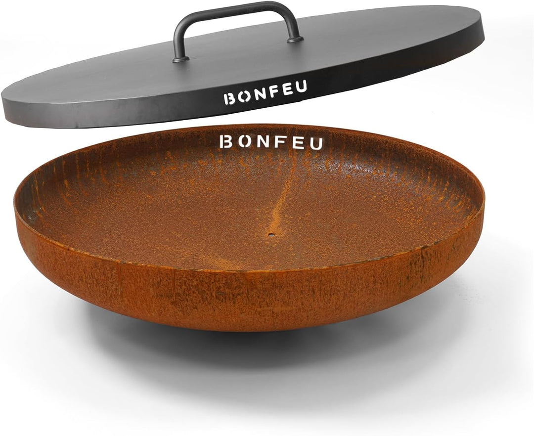 BonFeu BonBiza Deckel Ø80 - Feuerschale für den Garten - Abdeckung - Feuerkorb - Schwarzer Stahl - f